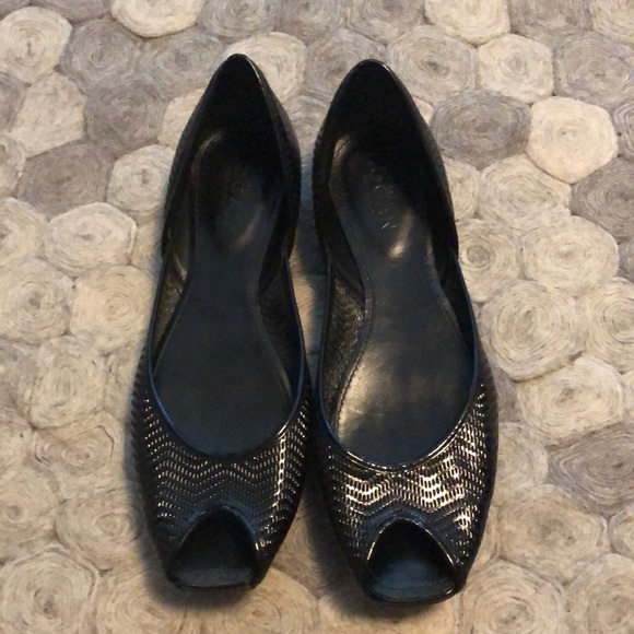 Hogan open toe black patent size 10 ballet shoes - Picture 1 of 8